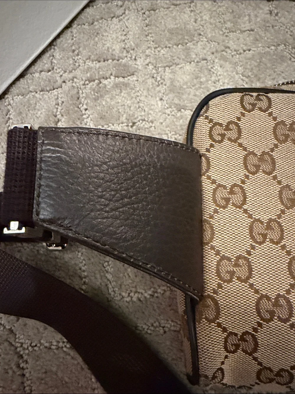 Gucci Beige & Brown GG Canvas Belt Bag